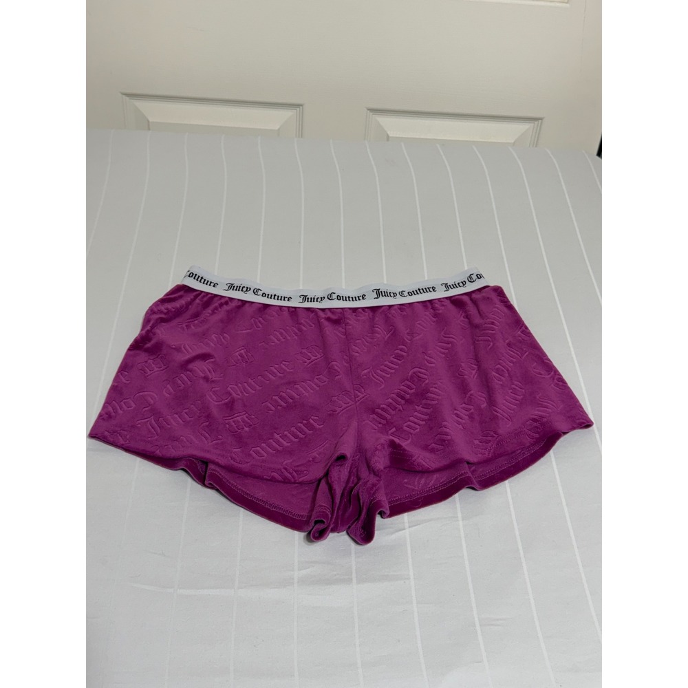 Juicy Couture Purple Velour Logo Embossed Lounge Shorts Branded Waistband